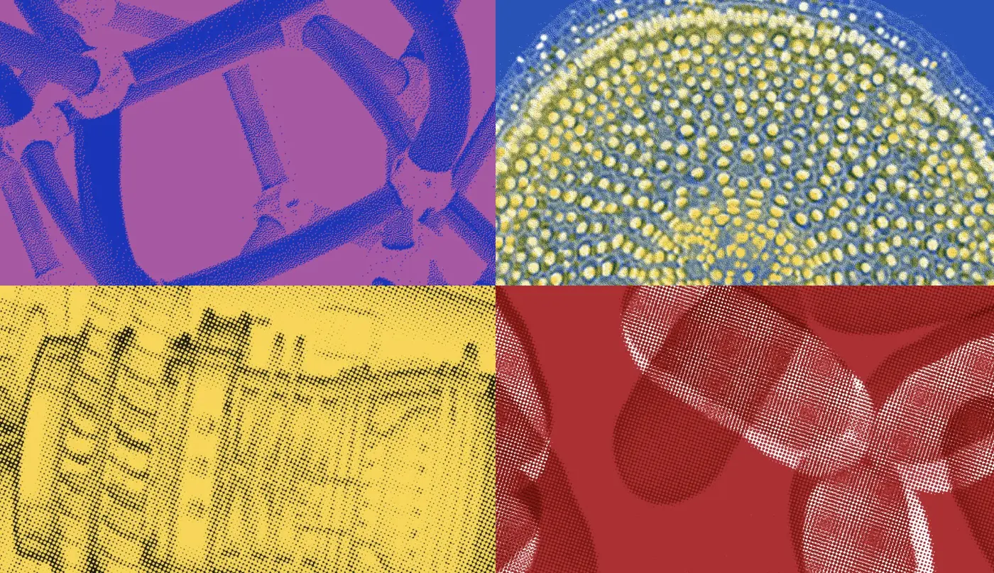 Halftone scientific imagery in four colours from the MDPI design system