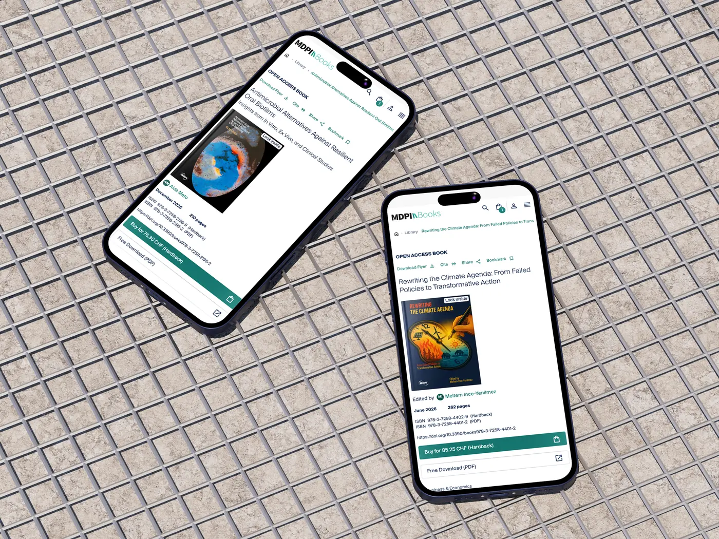 Redesigned MDPI Books pages on mobile