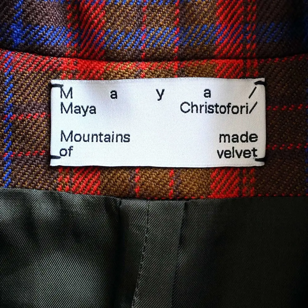 Christofori label in a checked jacket lining