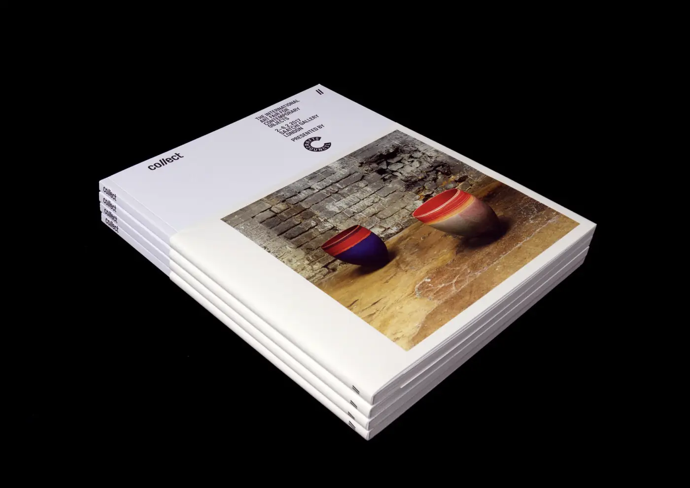 Stack of Collect catalogues with a ceramics cover