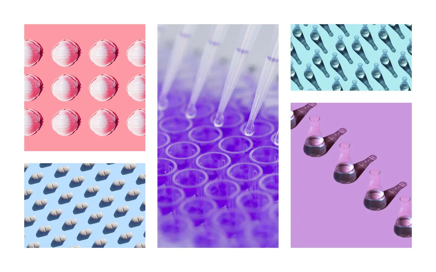 Halftone patterns in colour, used across print and digital brand materials