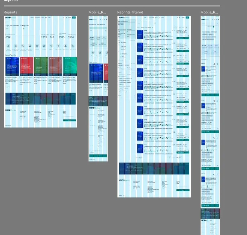 Reprints overview and filtered list pages on desktop and mobile