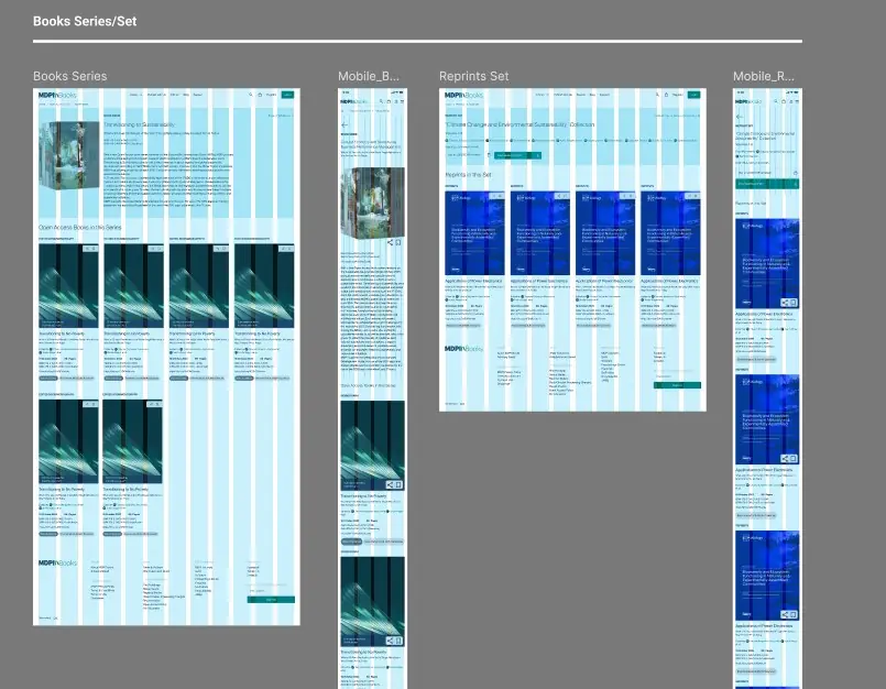 Book series and reprint set pages on desktop and mobile