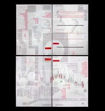 Two Living Matters posters with dense typography and red accents